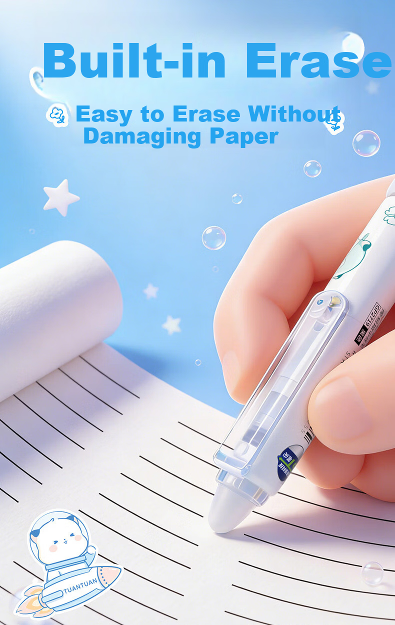 AIHAO Back-to-School Essential Triple Collaboration Retractable Erasable 0.5mm Gel Pen Student Exam Practice High-Value Erasable Handwriting Pen Random Color 5-Pack GP2719 5