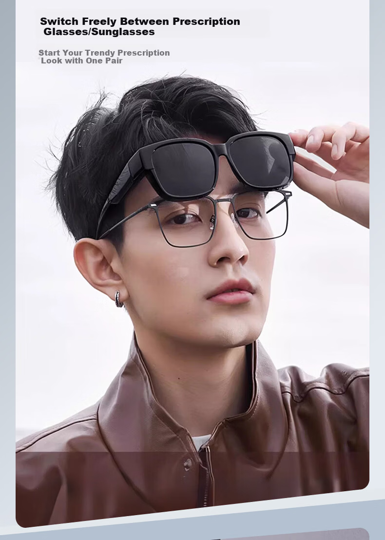 40,000 KM Myopia Clip-On Polarized UV Protection Sunglasses for Men, Driving Special, Compatible with Women's Frames 2