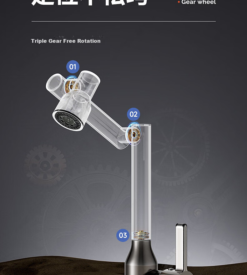 Baihan All-Copper Thickened Washbasin Faucet Bathroom Mechanical Arm Basin Universal Rotatable Hot and Cold Dual-Control Faucet 11
