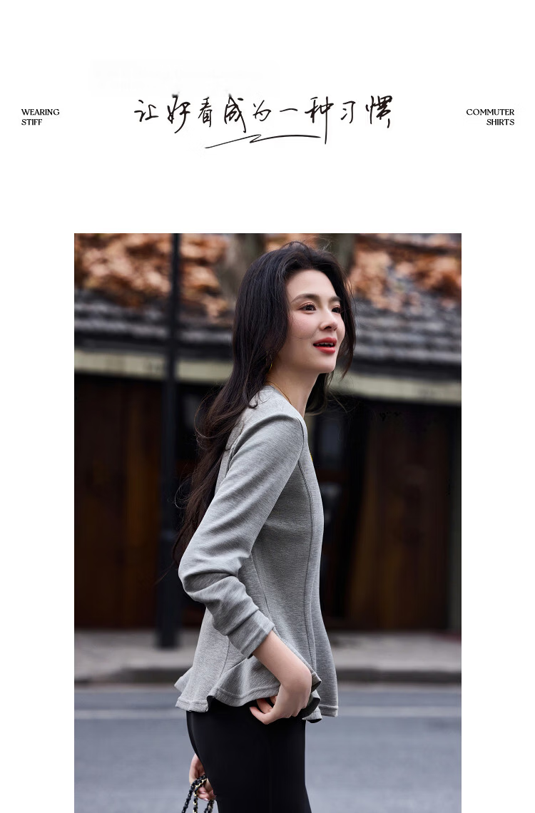 Demana Cloud Soft Spring Design Irregular Hem Round Neck Long Sleeve Slimming Conceal Body T-Shirt for Women Premium Feel 10