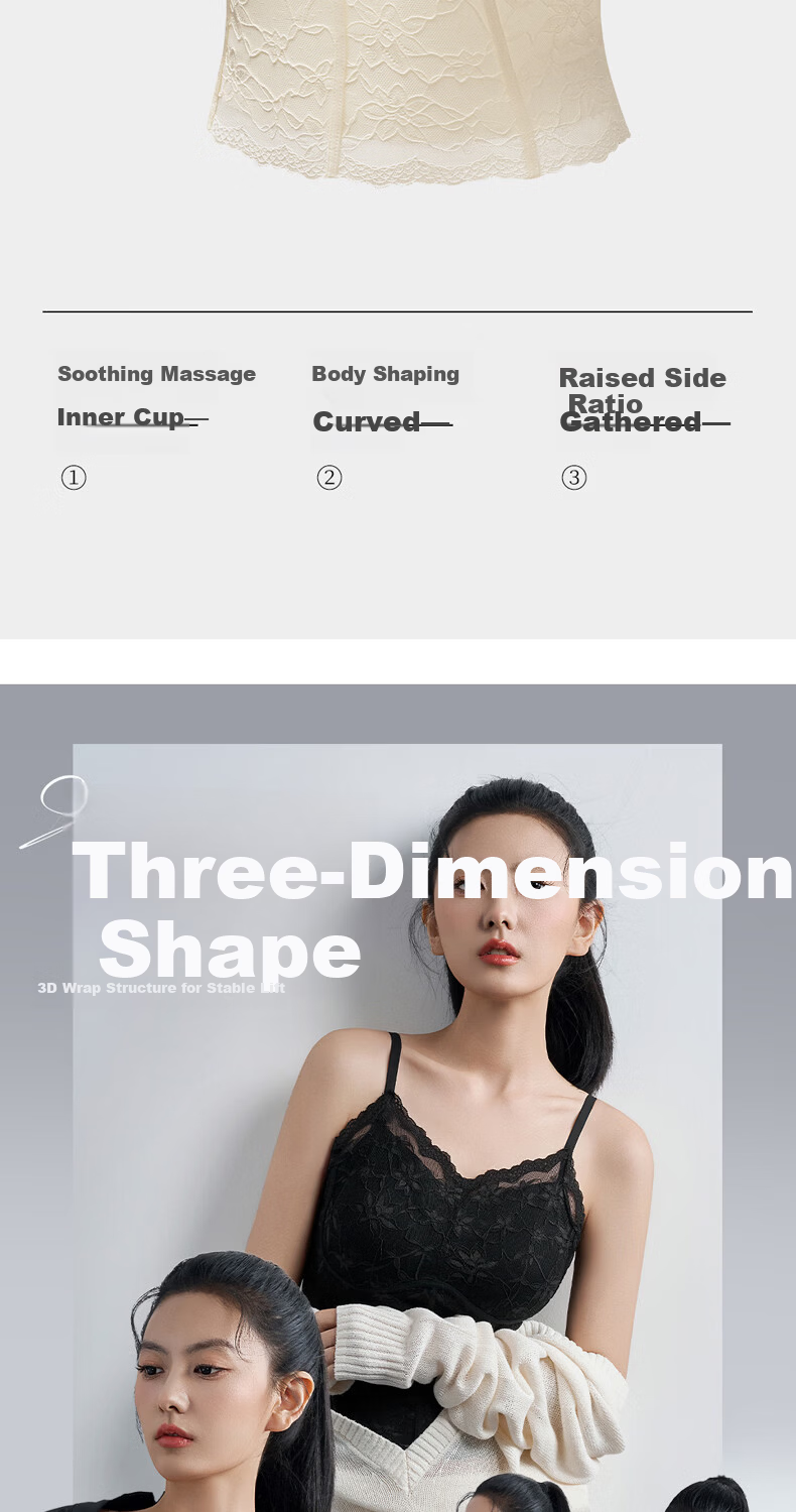 Tingmei [No Bra Needed] Sexy Lace Camisole Women's Thin Lingerie with Built-in Padding Convenient Vest for Outerwear 6