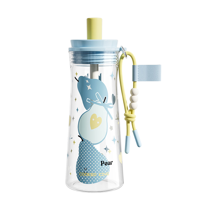 Chuida Huang 2026 New Plastic Water Cup High-Value Straw Cup for Girls Flower Tea Cup 620ml (Blue Pear)