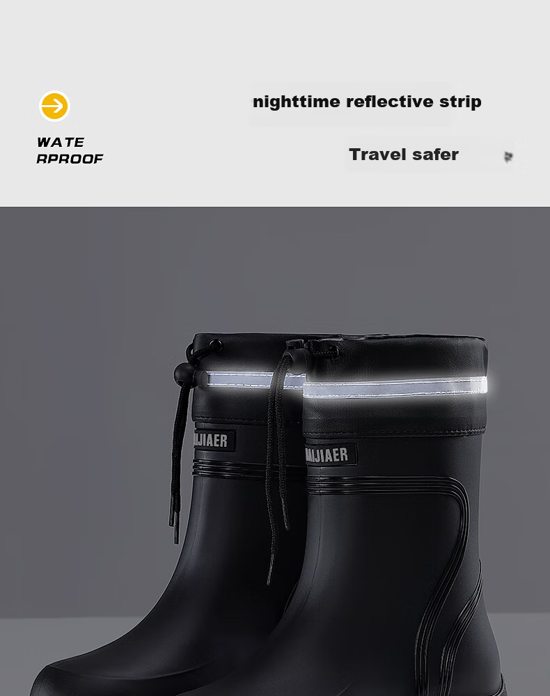Xiyu Men's Lightweight Waterproof Non-Slip Rain Boots Chef Shoes Rubber Shoes 3313 High Tube Black No Logo Size 45 13