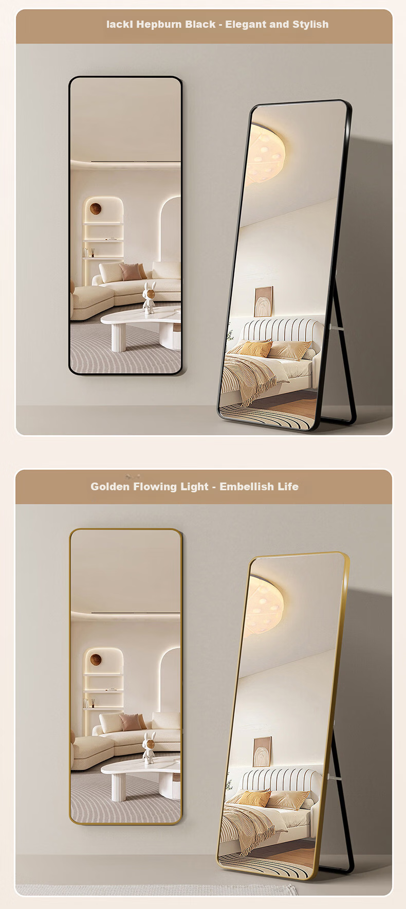 Menghuating Full-Length Dressing Mirror Floor Mirror Home Simple Wall-Mounted Wall Sticker Popular Girls Bedroom Makeup Hanging Fitting Mirror 9