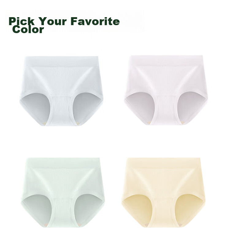 Nanjiren Medical Grade Women's Cotton Underwear 10A Antibacterial Extended Crotch Seamless Breathable High Waist Plus Size 4-Pack M 15