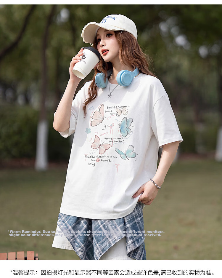 TonLion 2026 Summer New Women's White Cotton Short Sleeve T-Shirt Loose Fit Versatile Unique Beautiful 5