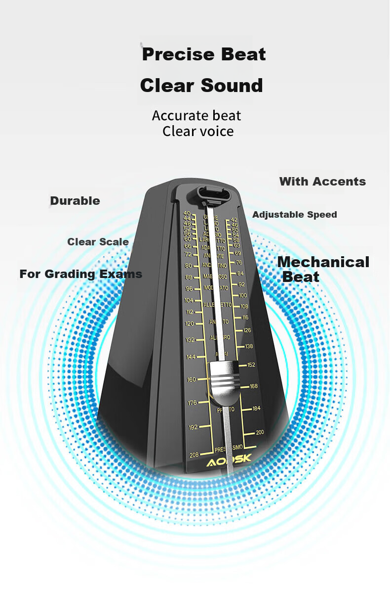 AODSK Metronome Mechanical AS-29 Piano Guitar Violin Guzheng Electronic Keyboard Universal Rhythm Black 3