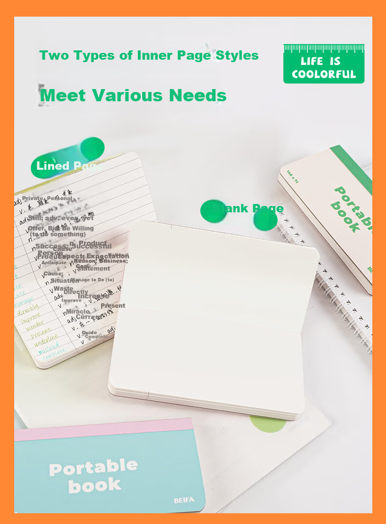 BEIFA Pocket Notebook Mini Portable Pocket Diary Small Diary Word Book Planner Avocado Green - Lined [Back to School Essential] 7