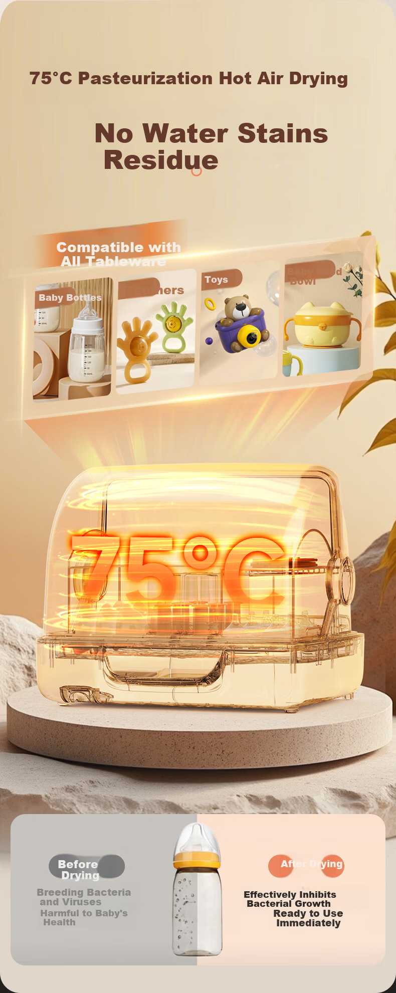 Canbo Baby Bottle Sterilizer UV Sterilizer with Drying Function All-in-One Baby Bottle Sterilizer and Dryer 4
