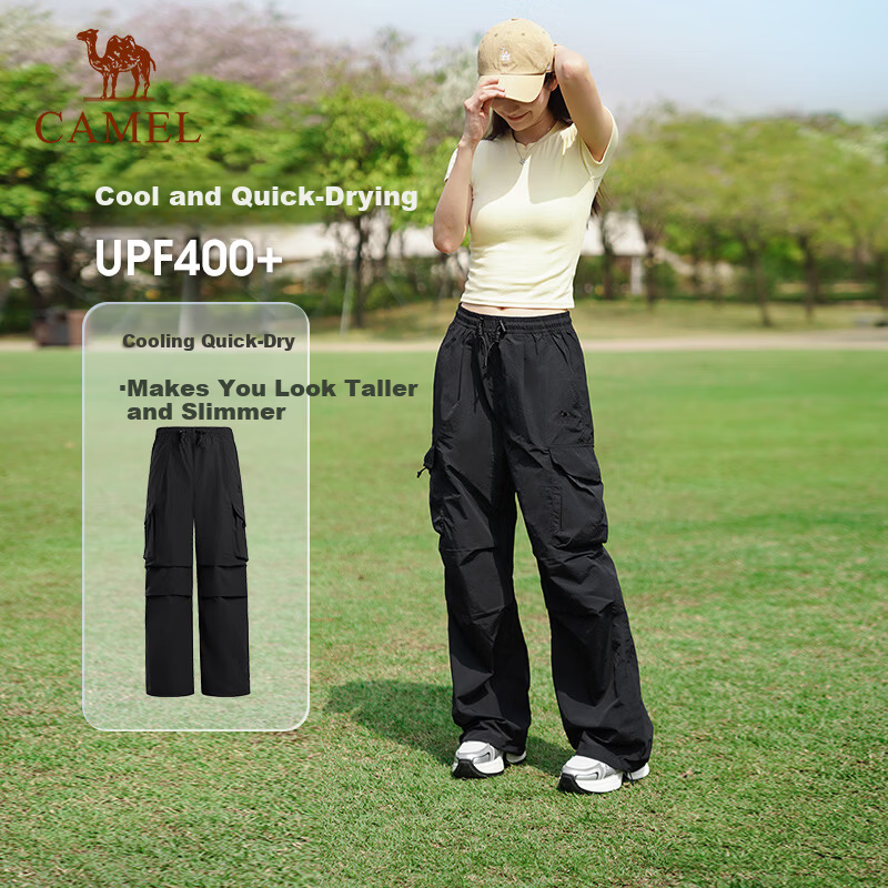 Camel [Dilireba Same Style] Women's Outdoor Quick-Dry Pants Spring Summer 2026 Lightweight Paratrooper Hiking Cargo Pants Men