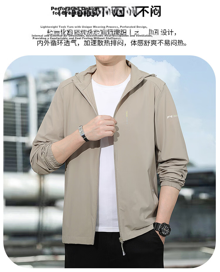 ROMON Men's Sunscreen Jacket Summer Ice Silk Quick-Dry Lightweight Breathable Casual Outdoor Fishing Coat Dark Gray M 8856 4