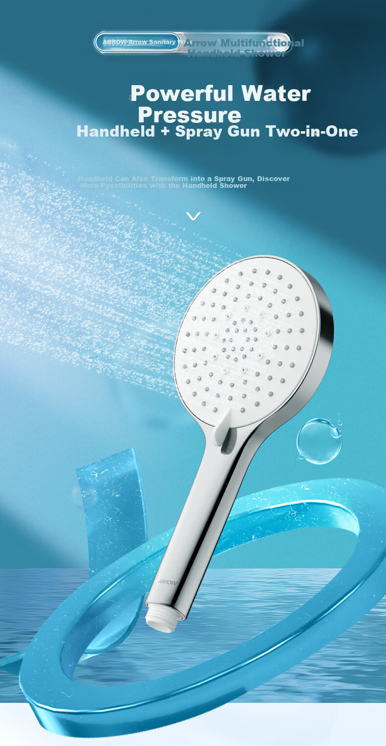 ARROW Bathroom Shower Head Pressure-Boosting Water-Saving Red Dot Award Back Spray Handheld AE58125CP 4