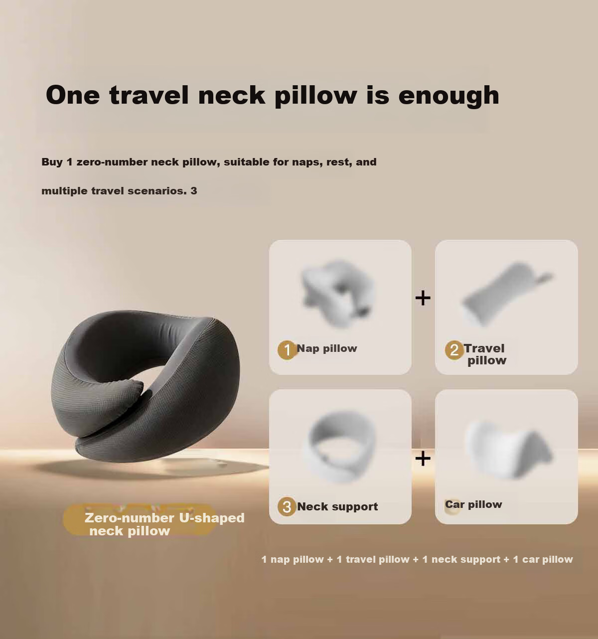 JueQingSong Zero U-Shaped Neck Pillow Travel Pillow Portable U-Shaped Pillow for Airplane and Train Neck Support Sleep Pillow 4