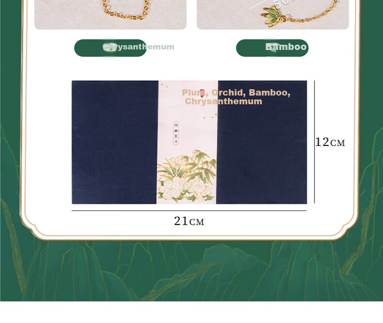 E-Muguo Metal Bookmark Ancient Style Gift Box Birthday Gift for Teacher Classmate Friend Chinese Style Cultural Creative Souvenir Creative Bookmark Souvenir Gift - Plum Orchid Bamboo Chrysanthemum 7