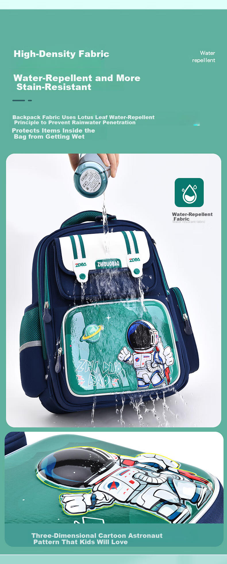 Zhiduo Bao School Backpack for Boys Grades 1-6 Astronaut Children's Lightweight Ergonomic New Model 11