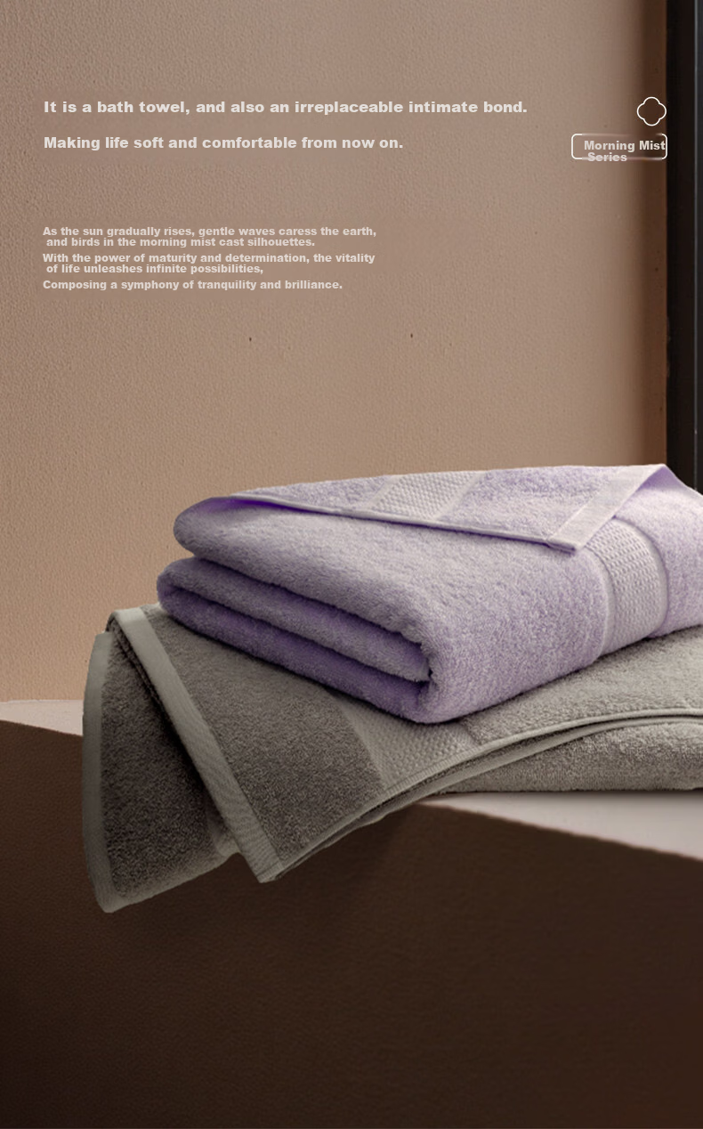 Grace Morning Mist Series Thickened Pure Cotton Bath Towel Adult Unisex All Cotton Bath Wrap Absorbent Skin-Friendly Sports Towel Blue 2