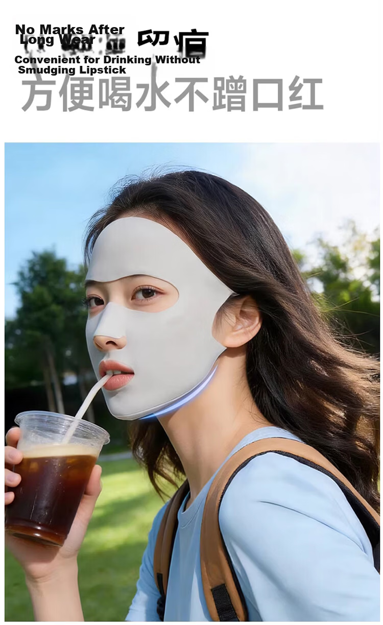 Yuzhaolin Women's Cycling Sun Protection Mask UV Protection Ice Silk Breathable Full Face Sunshade Neck and Eye Guard Blush Face Cover 9