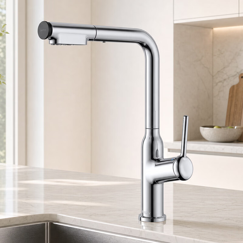 Arrow Kitchen Faucet Hot and Cold Brass Three-Function Pull-Out 360° Rotation AE45307GGW 3
