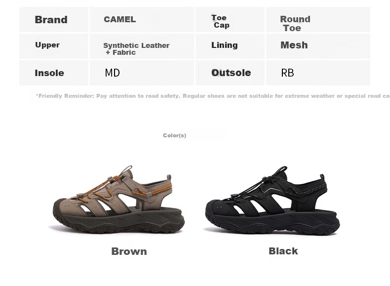 CAMEL Outdoor Women's Water and Land Dual-Use Beach Casual Sandals L16M162038 Brown (Men's) Size 39 2