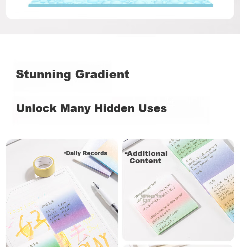 Deli Gradient Memo Sticky Notes 76mm x 76mm Writable 50 Sheets/Pack BT405 9