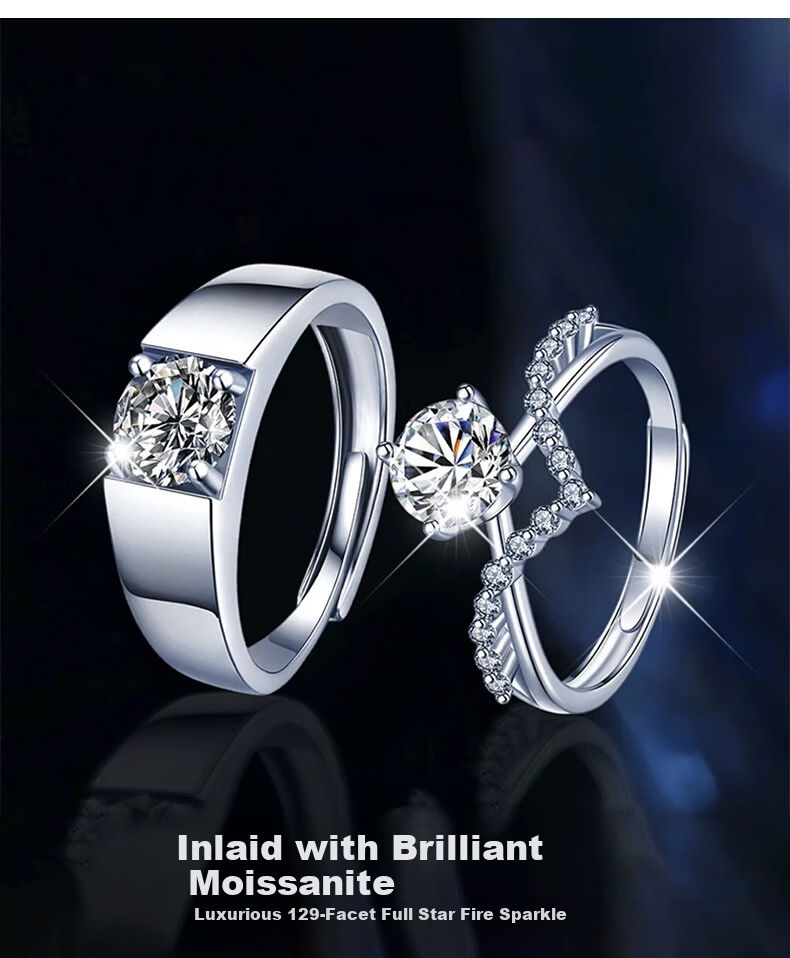 Kovni [Includes GRA Certificate] Couple Rings Moissanite Wedding Bands Anniversary Valentine's Day Gift for Girlfriend 4