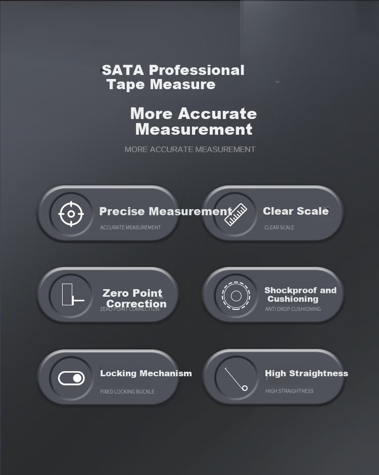SATA 91333A Kaifeng Series Rubber-Coated Steel Tape Measure, 3.5M X 16MM, Double-Sided Measuring Tape with Rubber Coating And Locking Mechanism 2
