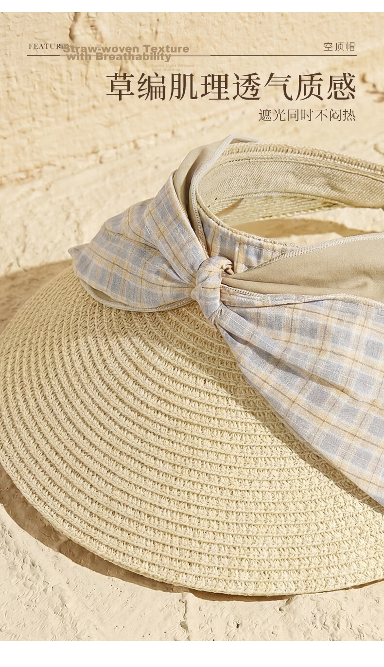 CACUSS Women's Open-Top Hat Spring Summer Bowknot Sunshade Outdoor Beach Vacation Slim Face Sun Hat Sea Salt Blue 4