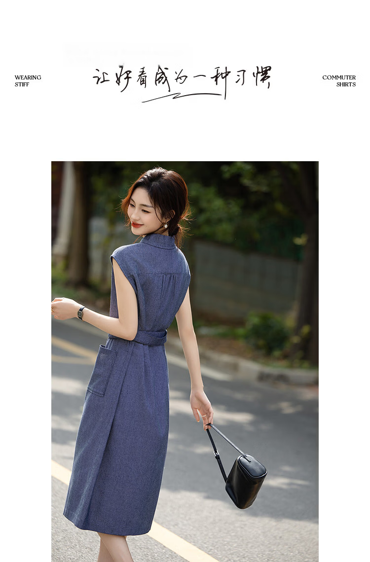 Demana [With Linen Cotton] Summer Urban Commuter Lapel Sleeve Loose Slim Petite Dress for Women Premium Feel 10