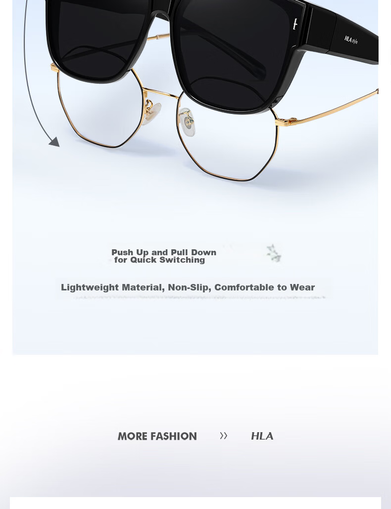 HLA Polarized Clip-On Sunglasses for Myopia Glasses UV Protection Driving Unisex 057 4