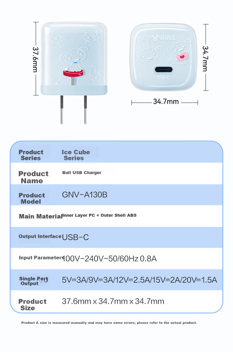 BULL Crayon Shin-chan IP Collaboration Ice Cube Charger Compatible with Apple iPhone 17 Pro Fast Charger 16 Mobile Type-C Data Cable Genuine 30W 17