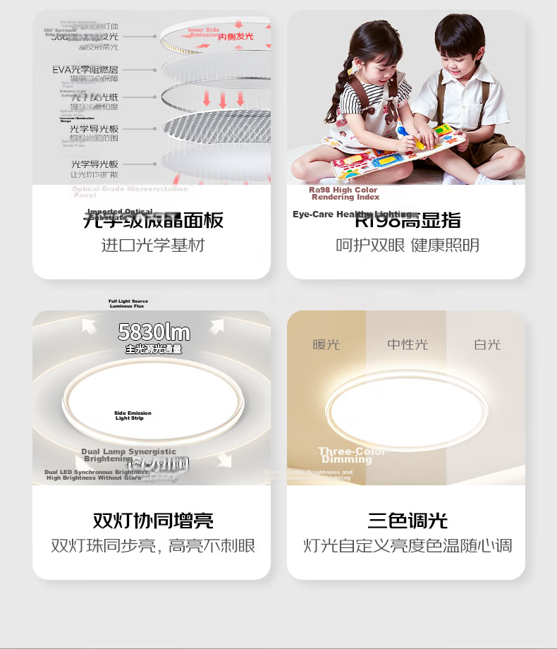 AOC Eye-Care Bedroom Ceiling Light Minimalist LED Ultra-Thin 40cm Independent Light Control with Installation Included 3