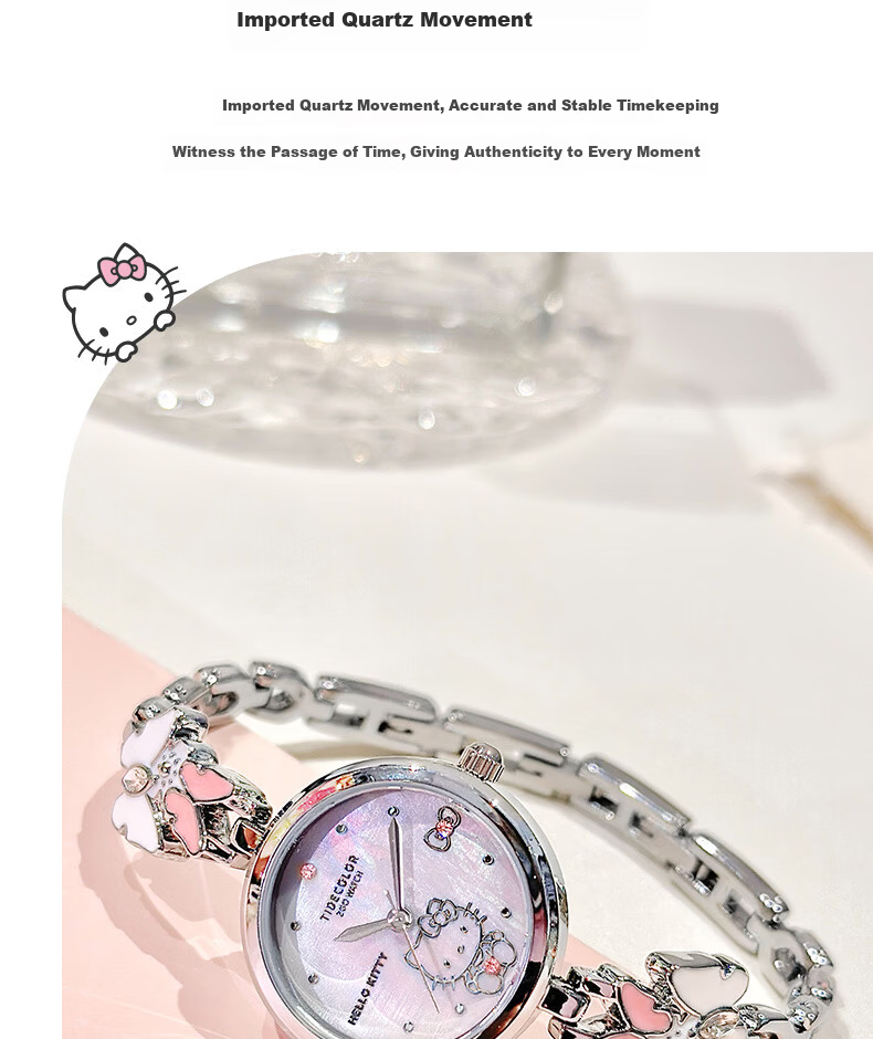 ZGO Sanrio Hello Kitty Women's Butterfly Bracelet Watch Student High School Valentine's Day Gift for Girlfriend 9