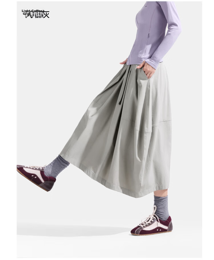 Beneunder Women's Mid-Length Pleated Skirt Water-Repellent Sun-Protective Outdoor Skirt Spring Summer WR005 42