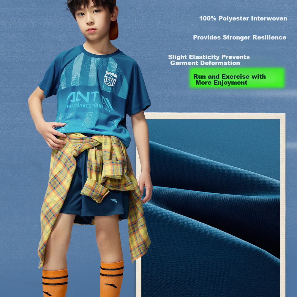 Anta Kids Boys Football Match Set 2026 Summer Breathable Youth Jersey Short Sleeve Shorts A52622203 21