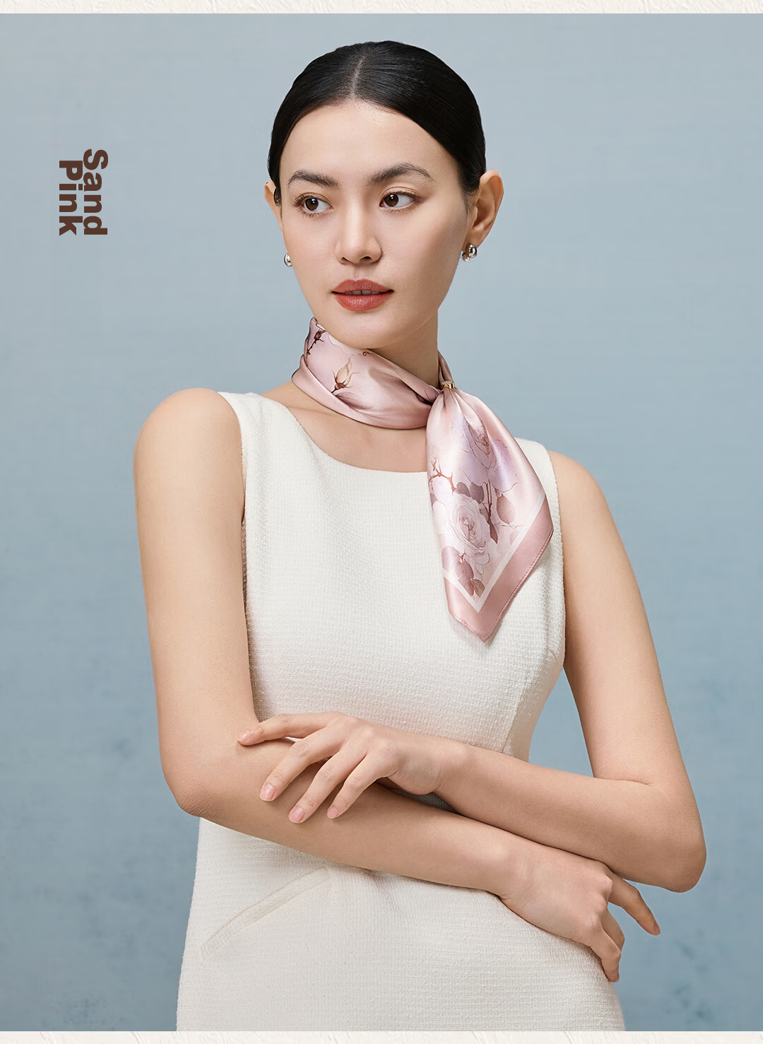 Shanghai Story Spring New Women's 100% Mulberry Silk Small Square Scarf Gift Box for Mom Birthday and Girlfriend Gift 15