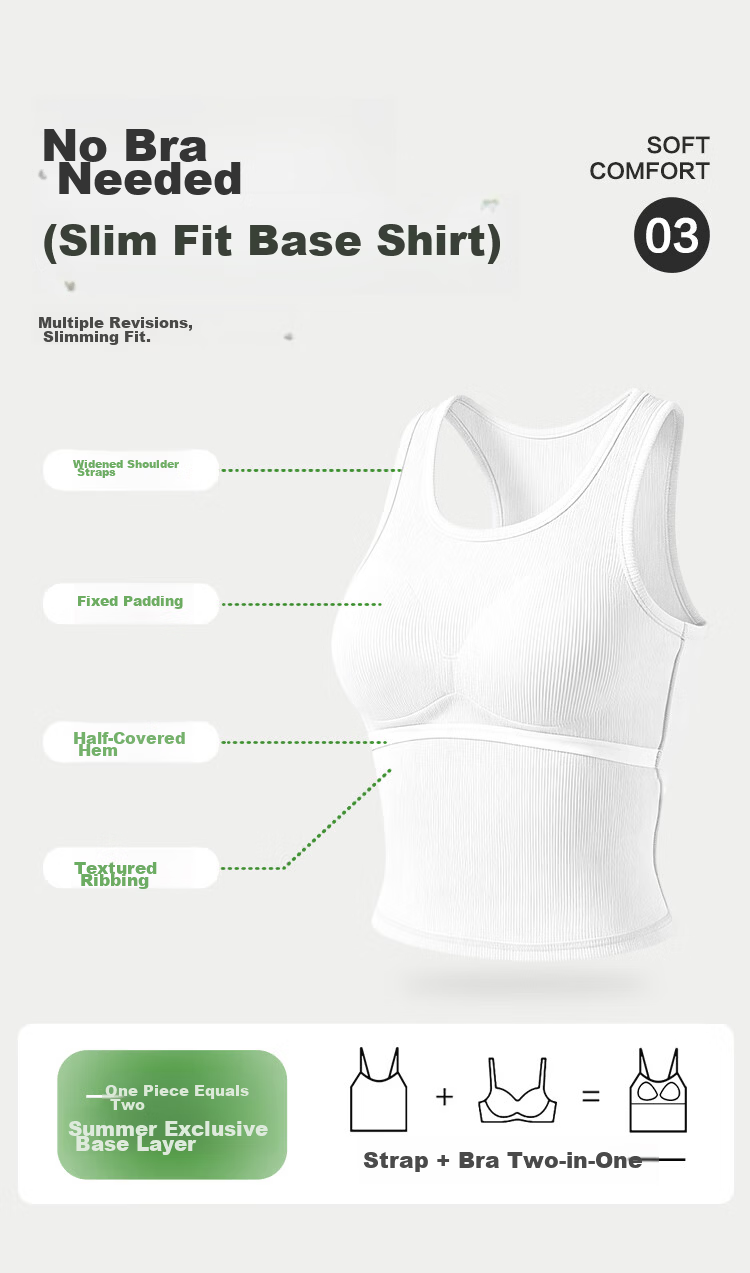 Hodo Women's 10A Antibacterial Smooth Modal Stretch Vest with Chest Pad, No-Bra Yoga Sports Round Neck Tank Top 4