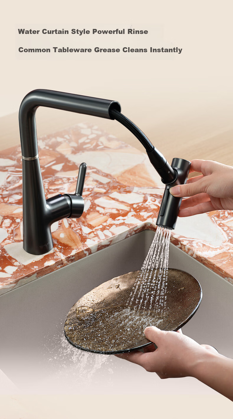 KOHLER Heming Kitchen Faucet Pull-Out Rotatable Adjustable Hot and Cold Water Polished Chrome 7