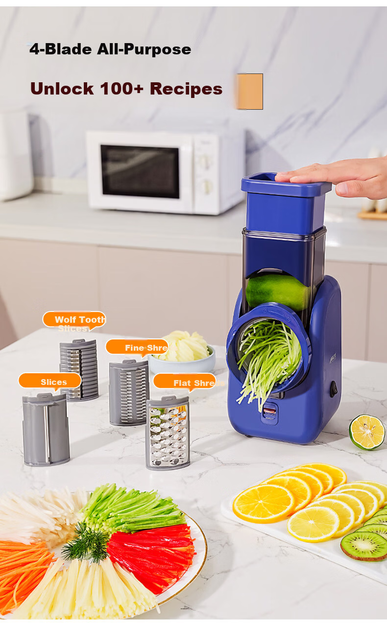 Meizhikou [Price Protection 618] Multifunctional Vegetable Cutter Household Kitchen Electric Vegetable Slicer Fully Automatic Shredder and Slicer with Cleaning Brush 7
