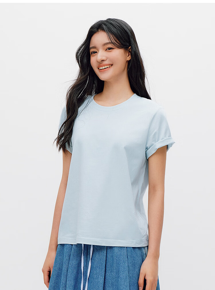 Semir Mall Style | Women's Summer Short Sleeve T-Shirt Solid Color Crew Neck Regular Shoulder Top 2026 Versatile Shirt 101926100001 40