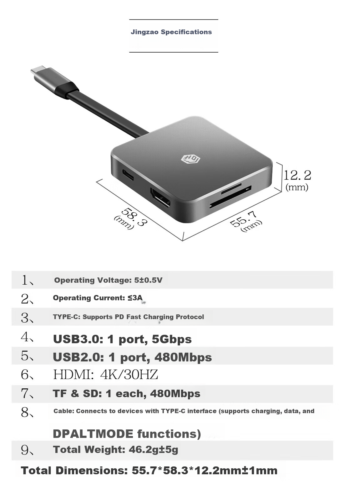 JD Original Four-In Dual-Head Cable Splitter Extended Version 0.6m, Hard Drive HUB Splitter USB Extender Converter Extension, Compatible with Huawei, Lenovo Laptops, Mac Laptops, And Smartphones 18