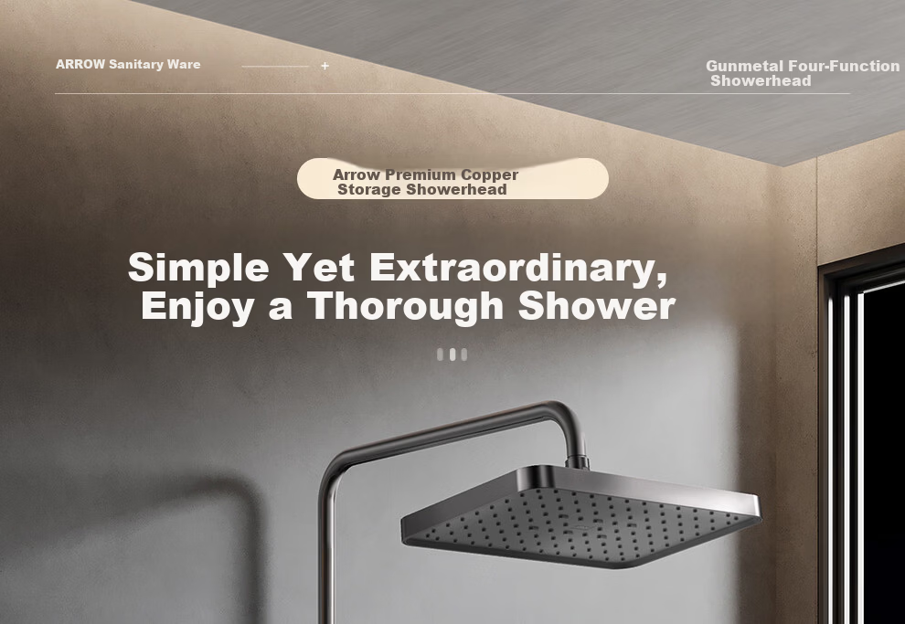 ARROW Gunmetal Gray Shower Set, Solid Brass Main Body, Large Overhead Shower, Handheld Pressurized AE34214SPG 2