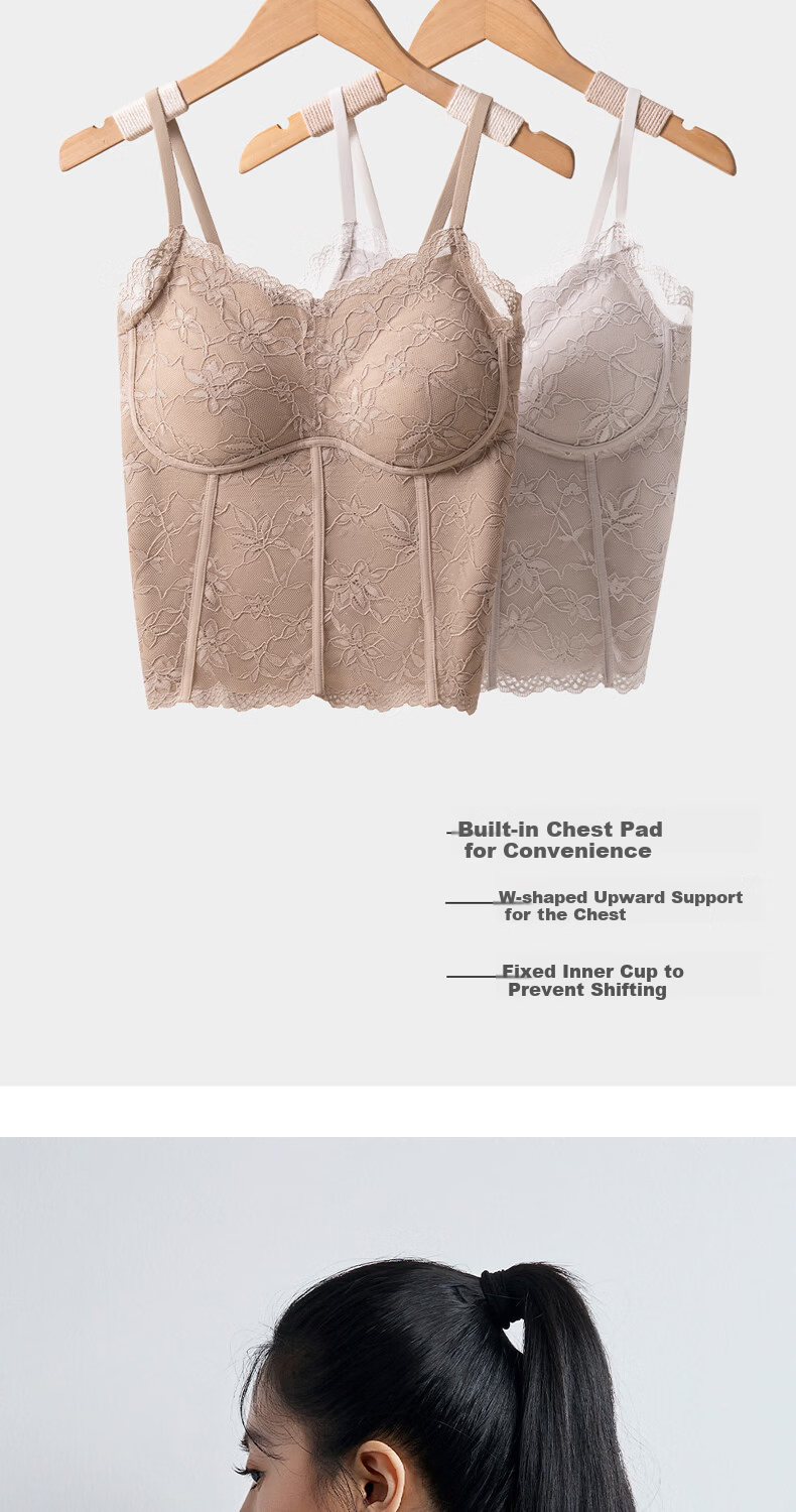 Tingmei [No Bra Needed] Sexy Lace Camisole Women's Thin Lingerie with Built-in Padding Convenient Vest for Outerwear 14