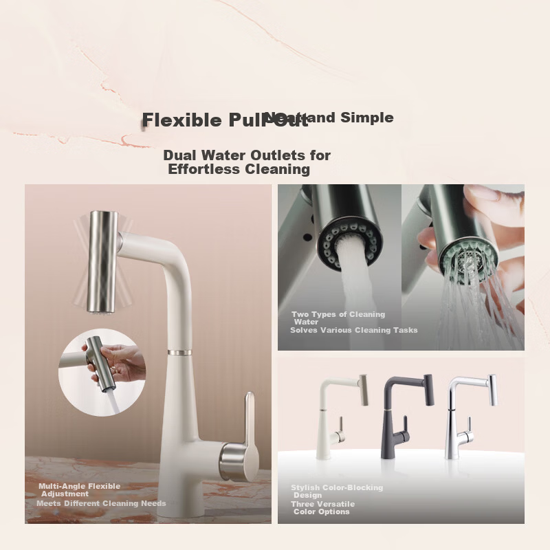 KOHLER Heming Kitchen Faucet Pull-Out Rotatable Adjustable Hot and Cold Water Polished Chrome