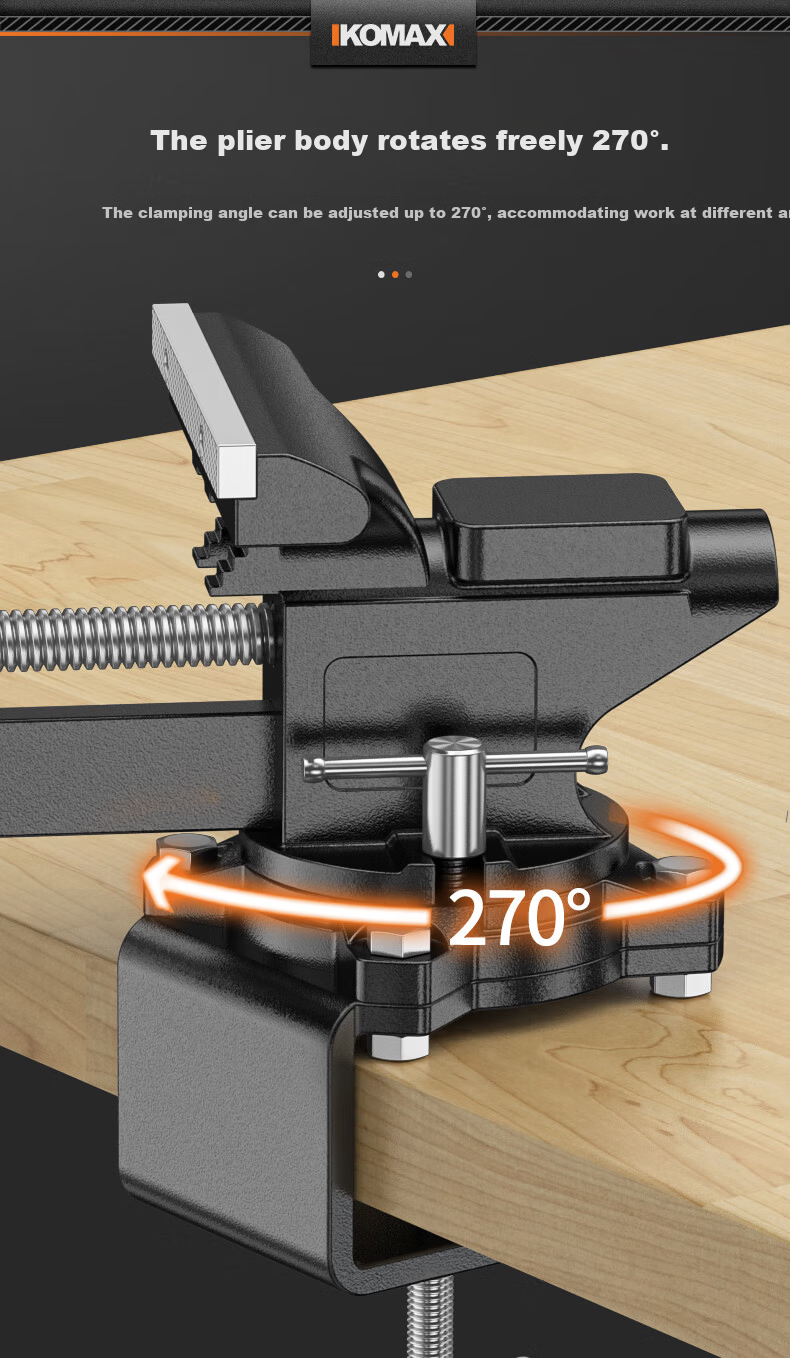 KOMAX Small Household Universal Bench Vise Industrial Grade Multifunctional Cast Steel Table Vise Clamp Fixture Workbench 9