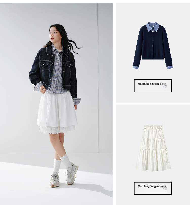 Semir Women's Denim Jacket Spring Short Lapel Drop Shoulder Loose Vintage 2026 Workwear Style Coat 109126108005 19