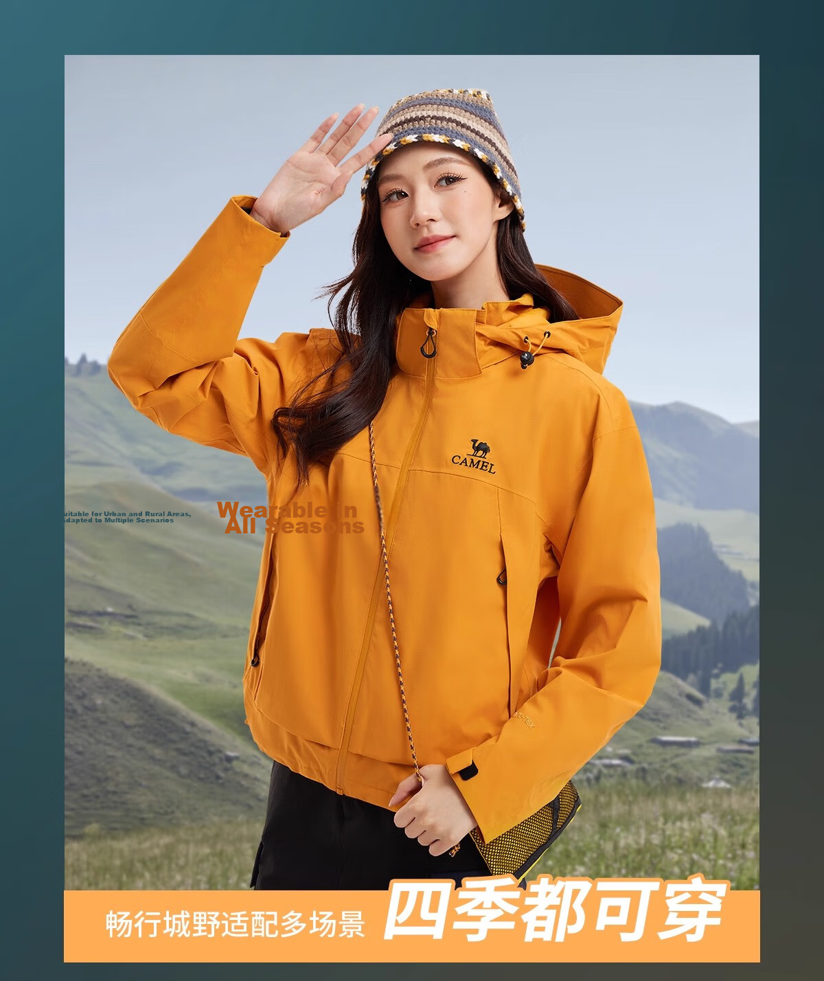 CAMEL Women's Short Outdoor Jacket 3-in-1 Fleece Liner Water-Resistant Windproof Coat 9