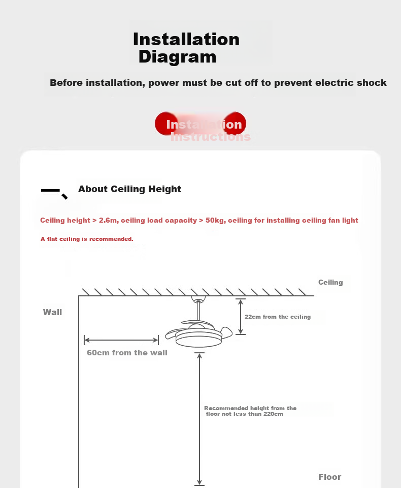 AUX Ceiling Fan Light Integrated Inverter High Wind Quiet Fan Lamp Living Room Ceiling Light 28