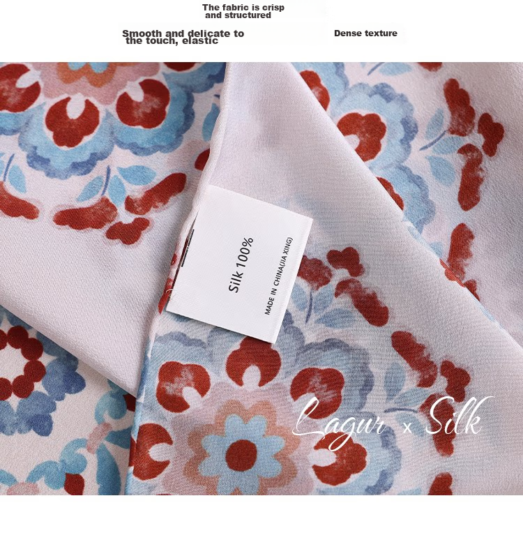 Lagur "Oriental Precious Pattern" Double Crepe 12 Momme 100% Silk Scarf Precious Pattern (Pink Gift Box) 11