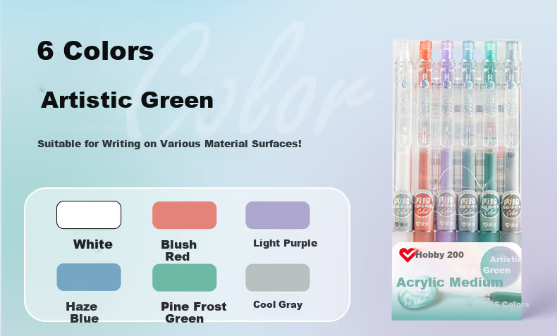 AIHAO Back-to-School Essential Acrylic Color Gel Pen 0.6mm Bullet Tip Retractable Highlighter Multi-Color Student Journal Artistic Green 6-Pack GP2607D 11