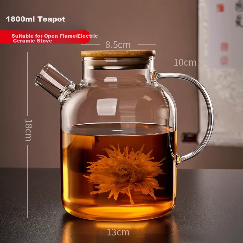 Chayan Japanese Style High Borosilicate Glass Heat-Resistant Large Capacity 1.8L Cold Water Pitcher with Tea Separation 2